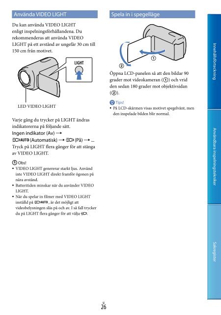 Sony DCR-SX45E - DCR-SX45E Istruzioni per l'uso Svedese