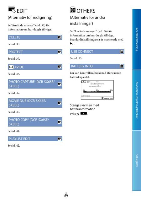 Sony DCR-SX45E - DCR-SX45E Istruzioni per l'uso Svedese