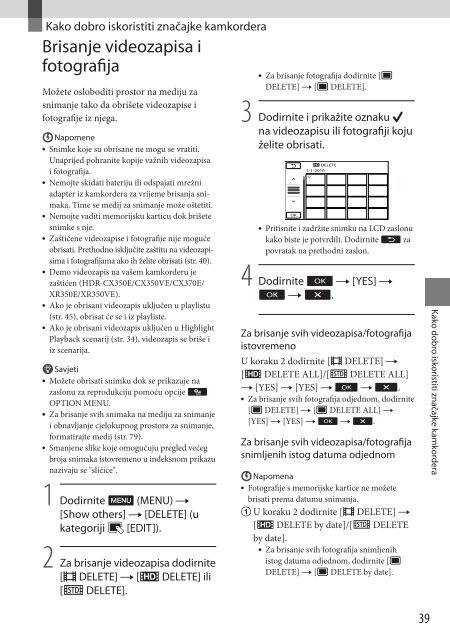 Sony HDR-XR350E - HDR-XR350E Istruzioni per l'uso Croato