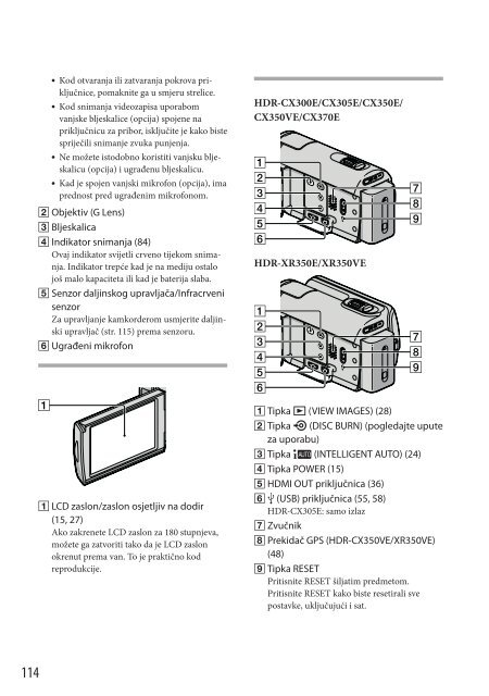 Sony HDR-XR350E - HDR-XR350E Istruzioni per l'uso Croato