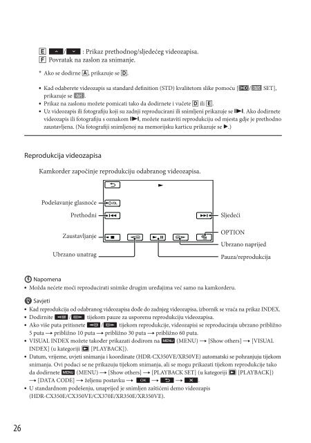 Sony HDR-XR350E - HDR-XR350E Istruzioni per l'uso Croato