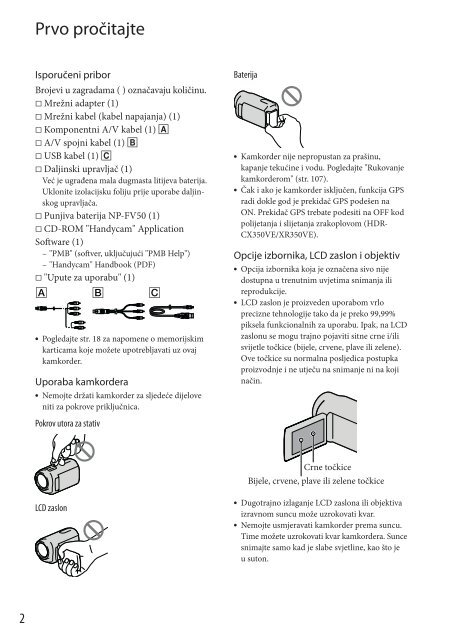 Sony HDR-XR350E - HDR-XR350E Istruzioni per l'uso Croato