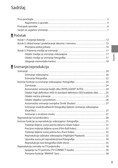 Sony HDR-XR350E - HDR-XR350E Istruzioni per l'uso Croato