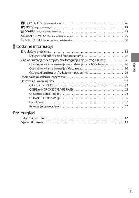 Sony HDR-XR350E - HDR-XR350E Istruzioni per l'uso Croato