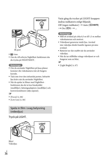 Sony HDR-CX730E - HDR-CX730E Istruzioni per l'uso Svedese