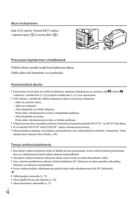 Sony HDR-CX730E - HDR-CX730E Istruzioni per l'uso Finlandese