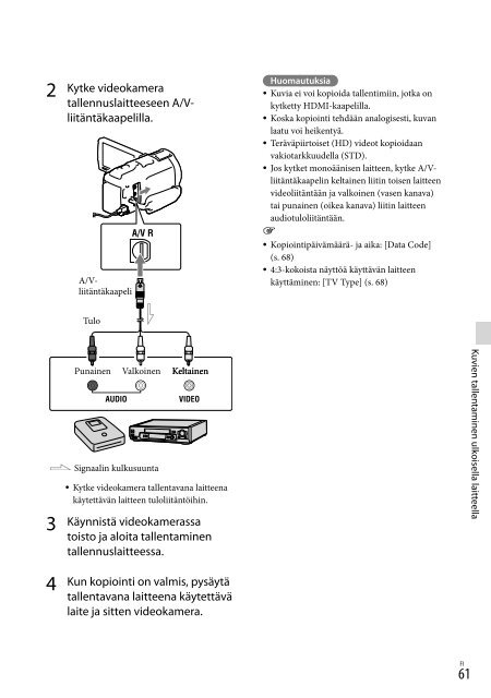 Sony HDR-CX730E - HDR-CX730E Istruzioni per l'uso Finlandese