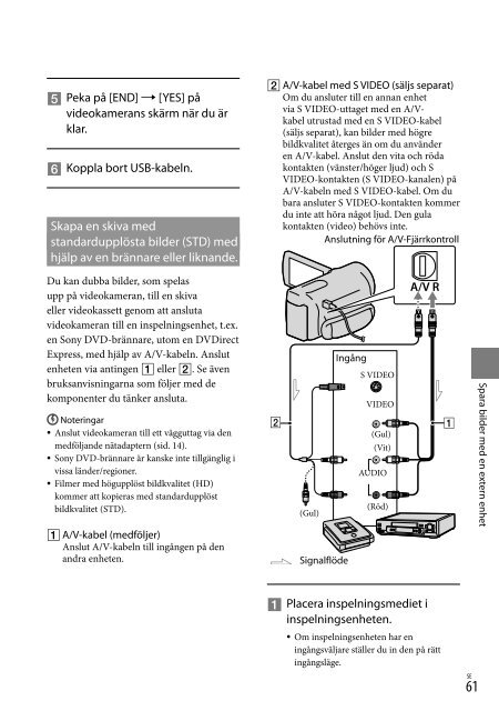 Sony HDR-XR350E - HDR-XR350E Istruzioni per l'uso Svedese