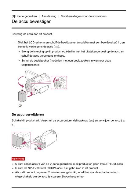 Sony FDR-AXP33 - FDR-AXP33 Guida Olandese