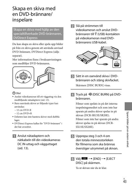 Sony DCR-SX15E - DCR-SX15E Istruzioni per l'uso Danese