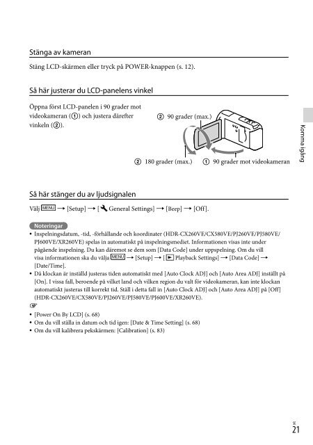 Sony HDR-PJ580E - HDR-PJ580E Istruzioni per l'uso Svedese