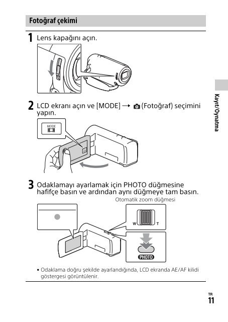 Sony HDR-PJ240E - HDR-PJ240E Istruzioni per l'uso Turco