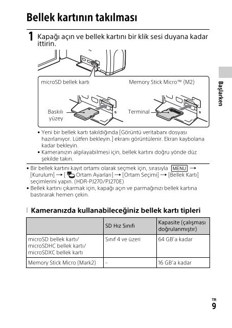 Sony HDR-PJ240E - HDR-PJ240E Istruzioni per l'uso Turco