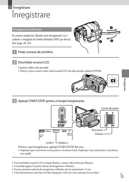 Sony HDR-XR520E - HDR-XR520E Istruzioni per l'uso Rumeno