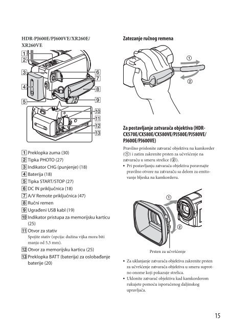 Sony HDR-PJ260E - HDR-PJ260E Istruzioni per l'uso Serbo