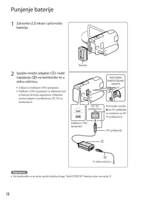 Sony HDR-PJ260E - HDR-PJ260E Istruzioni per l'uso Serbo