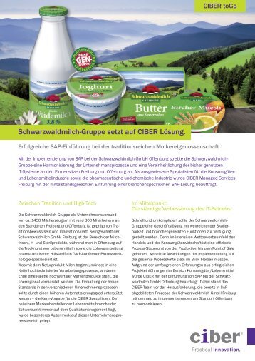Schwarzwaldmilch-Gruppe setzt auf CIBER Lösung.
