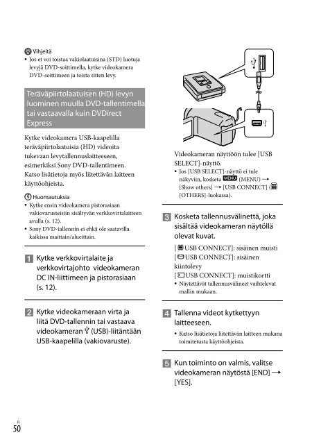 Sony HDR-CX150E - HDR-CX150E Istruzioni per l'uso Finlandese