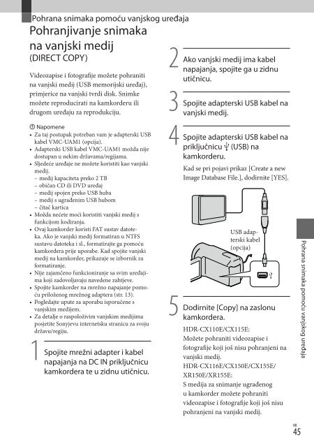 Sony HDR-CX150E - HDR-CX150E Istruzioni per l'uso Croato