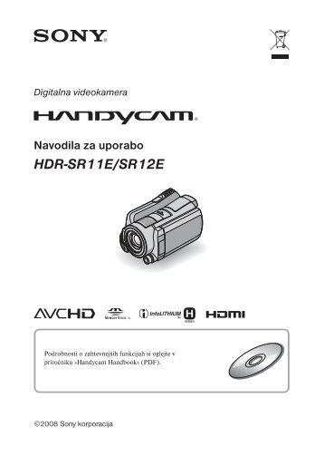 Sony HDR-SR11E - HDR-SR11E Istruzioni per l'uso Sloveno