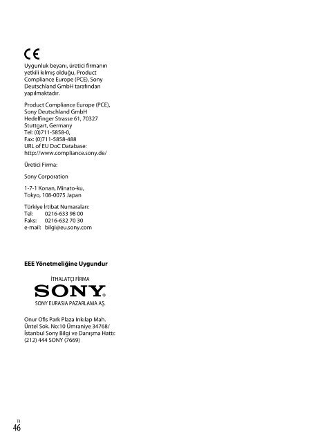 Sony HDR-PJ220E - HDR-PJ220E Istruzioni per l'uso Turco
