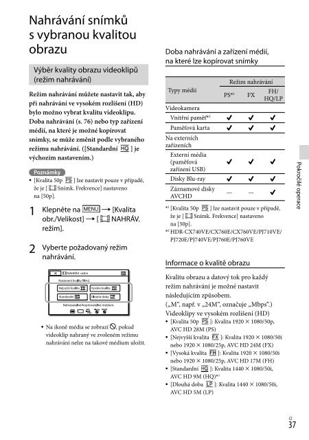 Sony HDR-CX760E - HDR-CX760E Istruzioni per l'uso Ceco