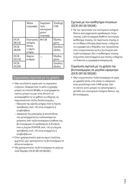 Sony DCR-SR20E - DCR-SR20E Istruzioni per l'uso Greco