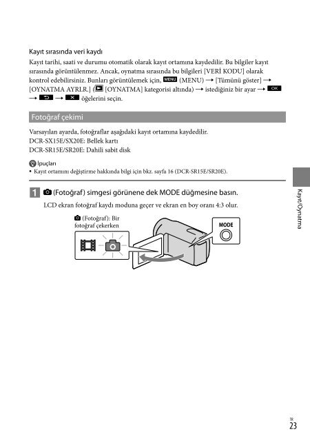 Sony DCR-SR20E - DCR-SR20E Istruzioni per l'uso Greco