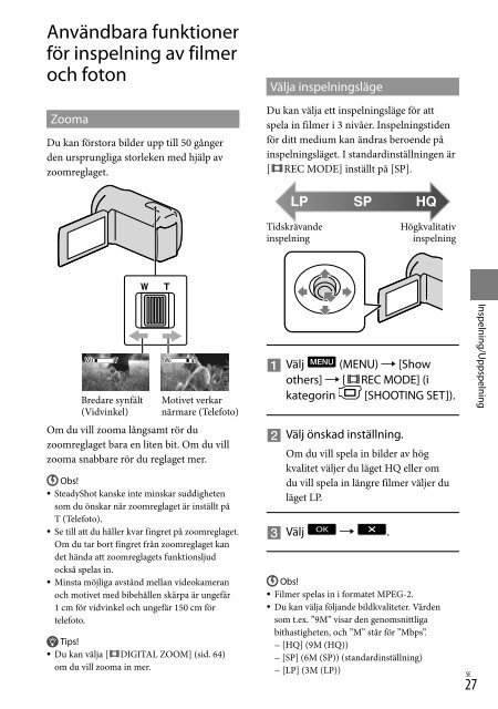 Sony DCR-SR20E - DCR-SR20E Istruzioni per l'uso Svedese