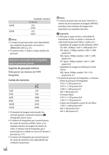 Sony HDR-CX350E - HDR-CX350E Istruzioni per l'uso Portoghese