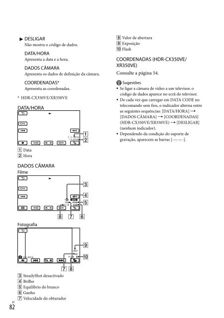 Sony HDR-CX350E - HDR-CX350E Istruzioni per l'uso Portoghese
