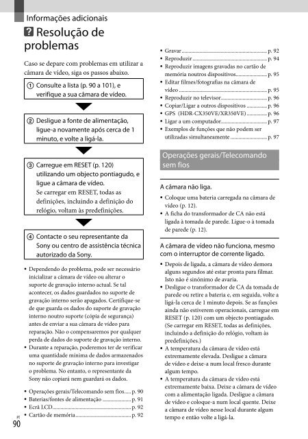 Sony HDR-CX350E - HDR-CX350E Istruzioni per l'uso Portoghese