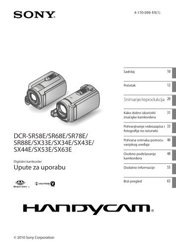 Sony DCR-SR78E - DCR-SR78E Istruzioni per l'uso Croato