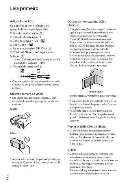 Sony DCR-SR78E - DCR-SR78E Istruzioni per l'uso Portoghese