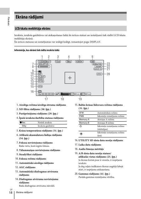 Sony FDR-AX1 - FDR-AX1 Istruzioni per l'uso Lettone