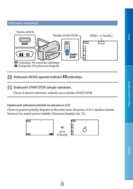 Sony HDR-CX130E - HDR-CX130E Istruzioni per l'uso Ceco