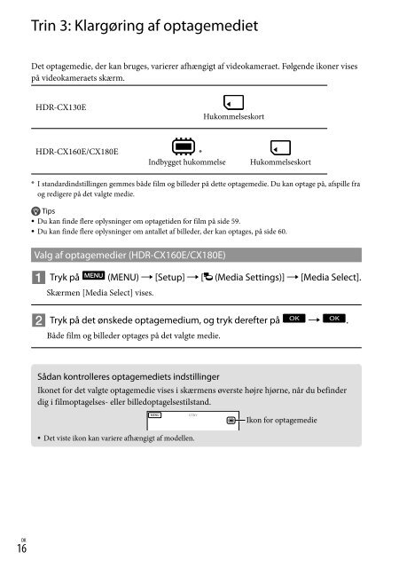 Sony HDR-CX130E - HDR-CX130E Istruzioni per l'uso Danese