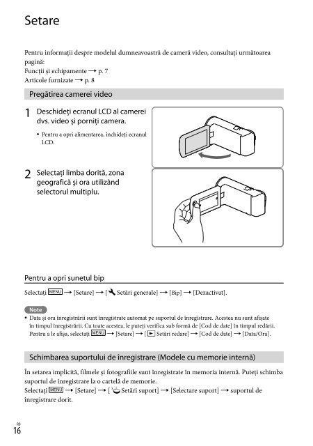 Sony HDR-CX220E - HDR-CX220E Istruzioni per l'uso Rumeno