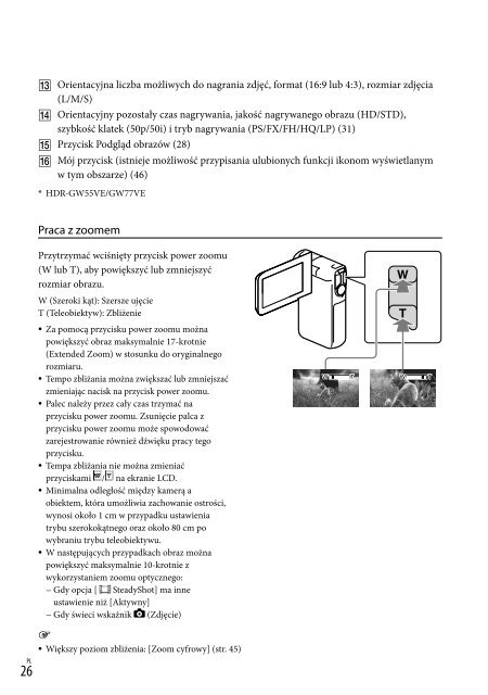 Sony HDR-GW55VE - HDR-GW55VE Istruzioni per l'uso Polacco