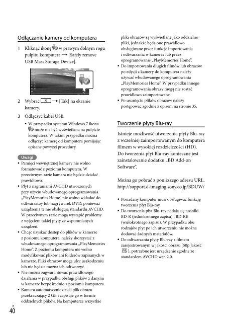 Sony HDR-GW55VE - HDR-GW55VE Istruzioni per l'uso Polacco