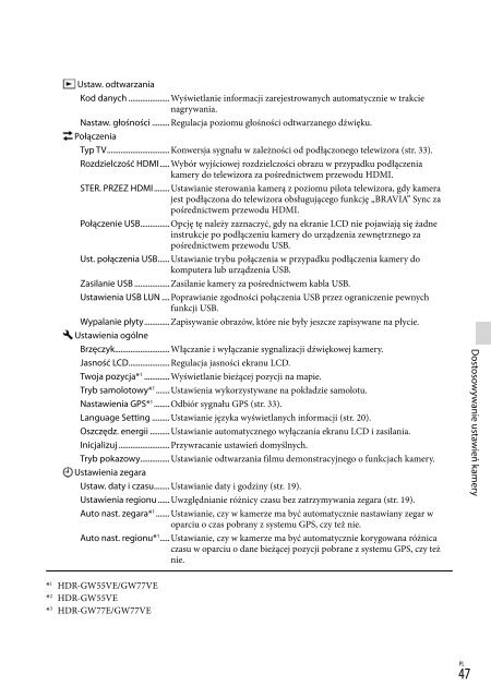 Sony HDR-GW55VE - HDR-GW55VE Istruzioni per l'uso Polacco