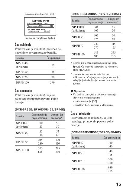 Sony DCR-SR35E - DCR-SR35E Istruzioni per l'uso Sloveno