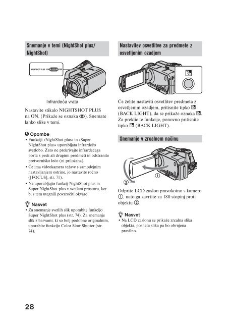 Sony DCR-SR35E - DCR-SR35E Istruzioni per l'uso Sloveno