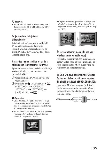 Sony DCR-SR35E - DCR-SR35E Istruzioni per l'uso Sloveno