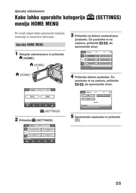 Sony DCR-SR35E - DCR-SR35E Istruzioni per l'uso Sloveno