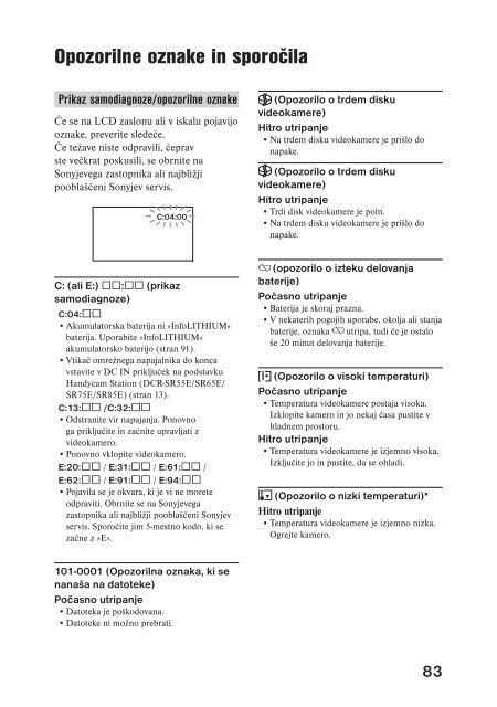 Sony DCR-SR35E - DCR-SR35E Istruzioni per l'uso Sloveno