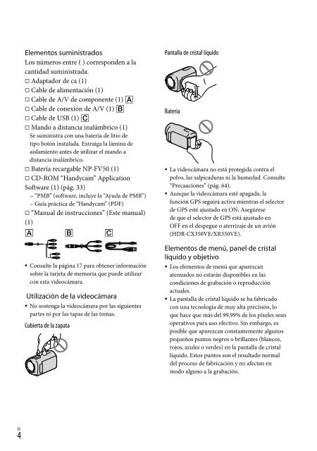 Sony HDR-CX300E - HDR-CX300E Istruzioni per l'uso Spagnolo