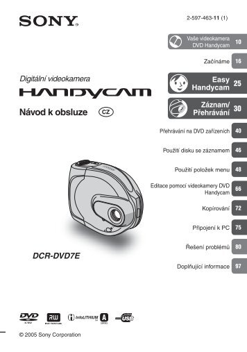 Sony DCR-DVD7E - DCR-DVD7E Istruzioni per l'uso Ceco
