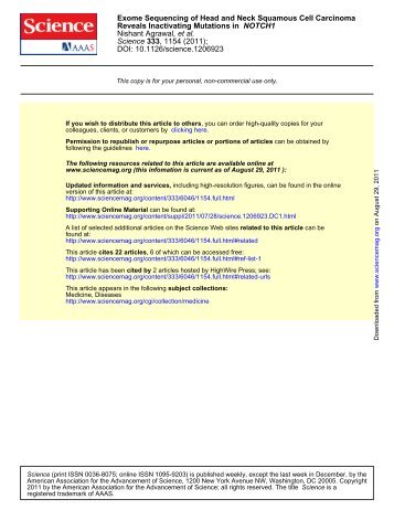 Exome Sequencing of Head and Neck Squamous Cell Carcinoma ...