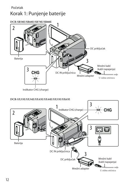 Sony DCR-SX44E - DCR-SX44E Istruzioni per l'uso Serbo